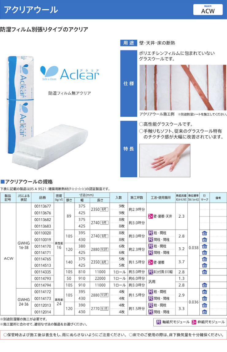 旭ファイバーグラス マットエース アクリア 断熱材 激安 価格 グラスウール 商品画像14