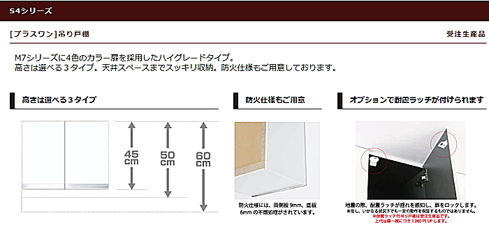 onede ワンド マイセット キッチン 流し台 吊り戸棚 SOUシリーズ 室内収納 玄関収納 洗面化粧台 カタログ 激安 価格 [プラスワン タイプ]吊り戸棚 S4シリーズ