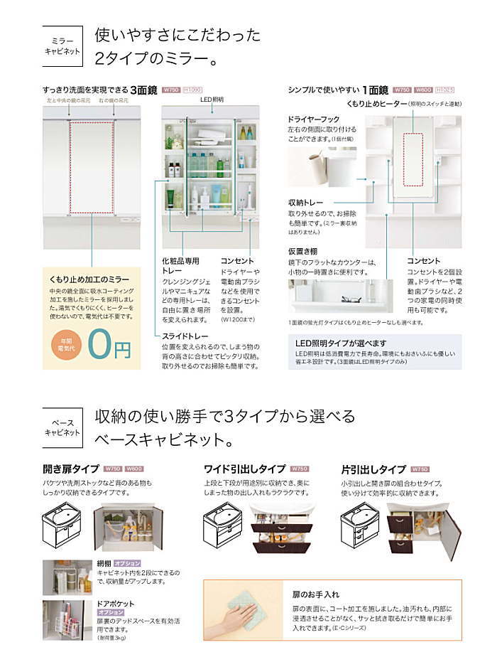 ジョリエ Jolie トクラス 洗面化粧台 新築 リフォーム 見積無料 激安　機能紹介２