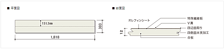 朝日ウッドテック フローリング材（床材） アネックス ST-Sの平面図　断面図